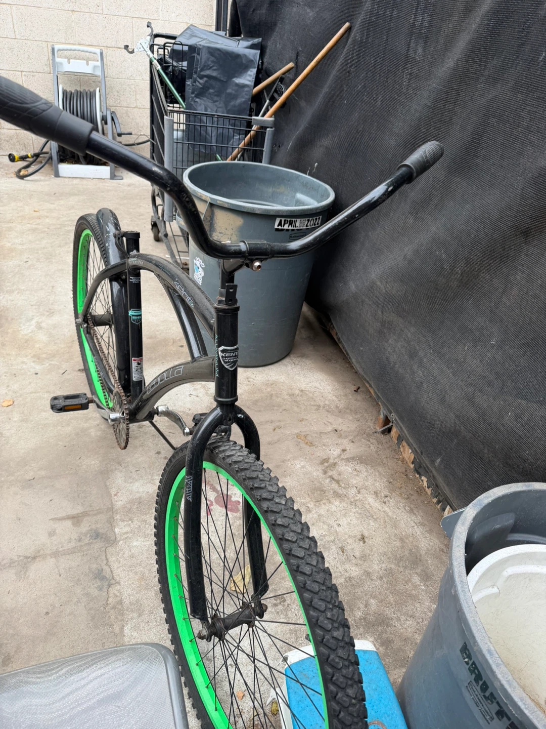 Black Cruiser Bicycle with Green Rims