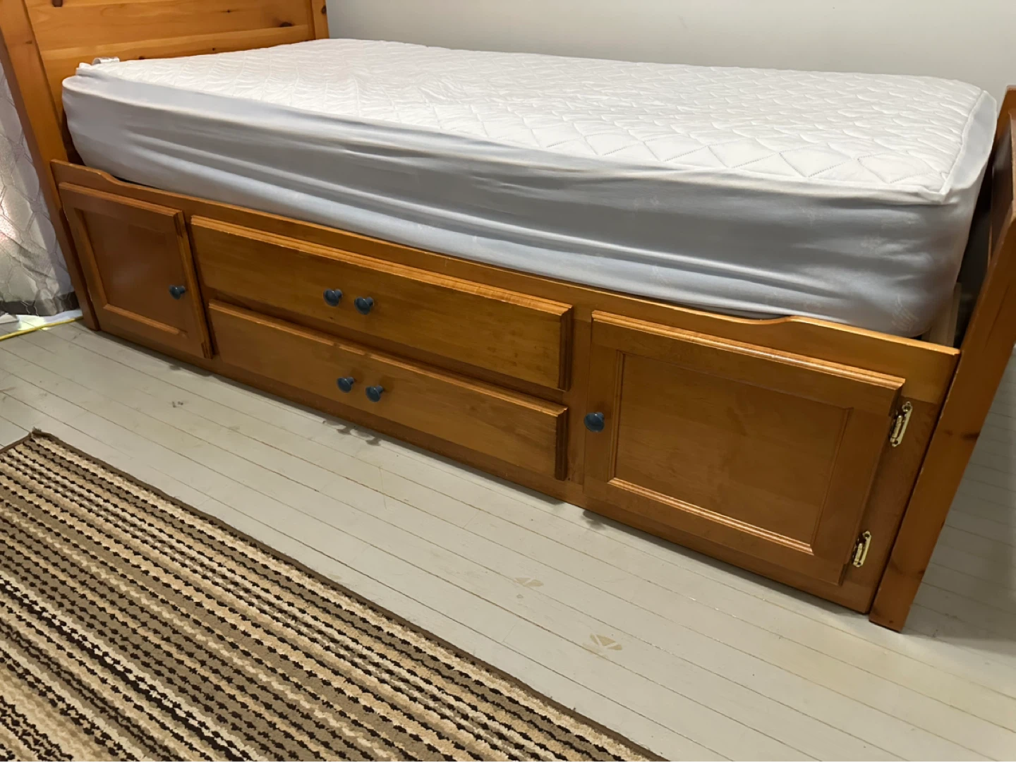 Wooden Twin Storage Bed Frame with Drawers and Cabinets - photo 2