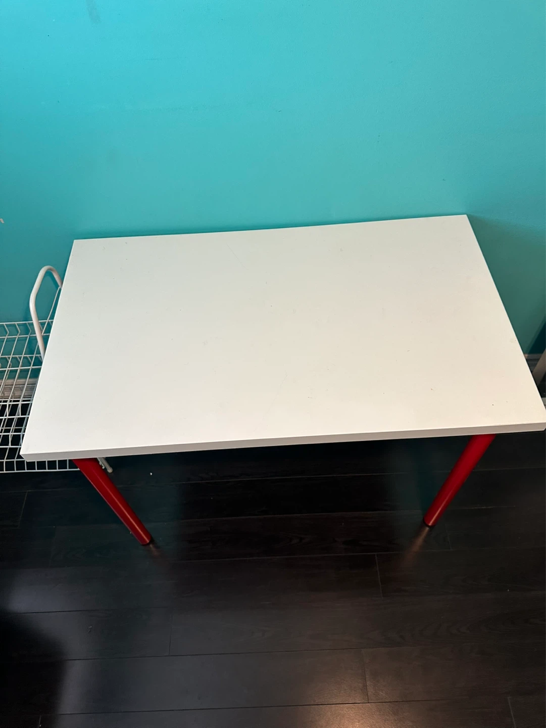 White Desk with Red Legs/ FIFA SOCCER SPECIAL