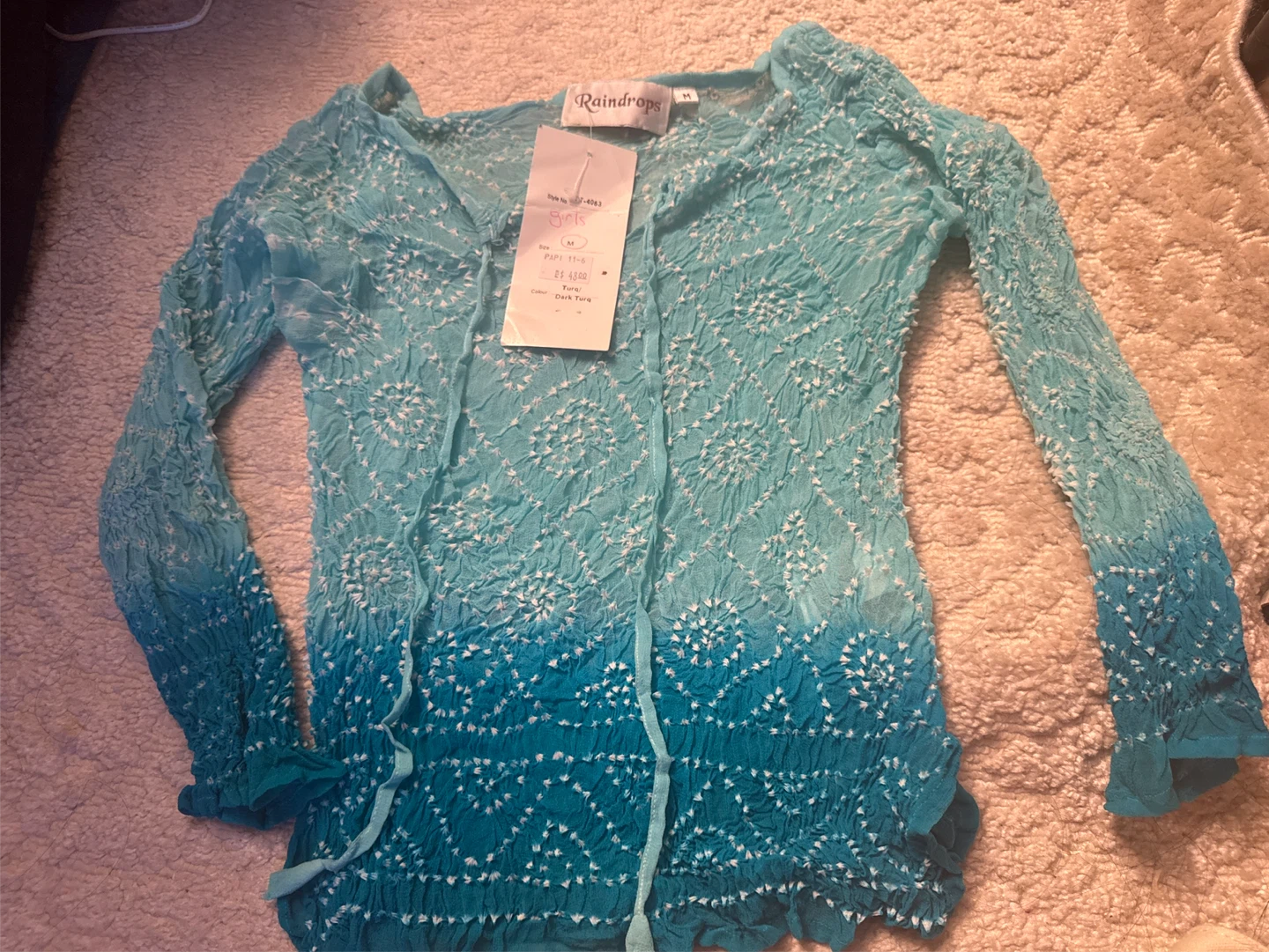 ⚽️ Raindrops Tie-Dye Long Sleeve Top - photo 3