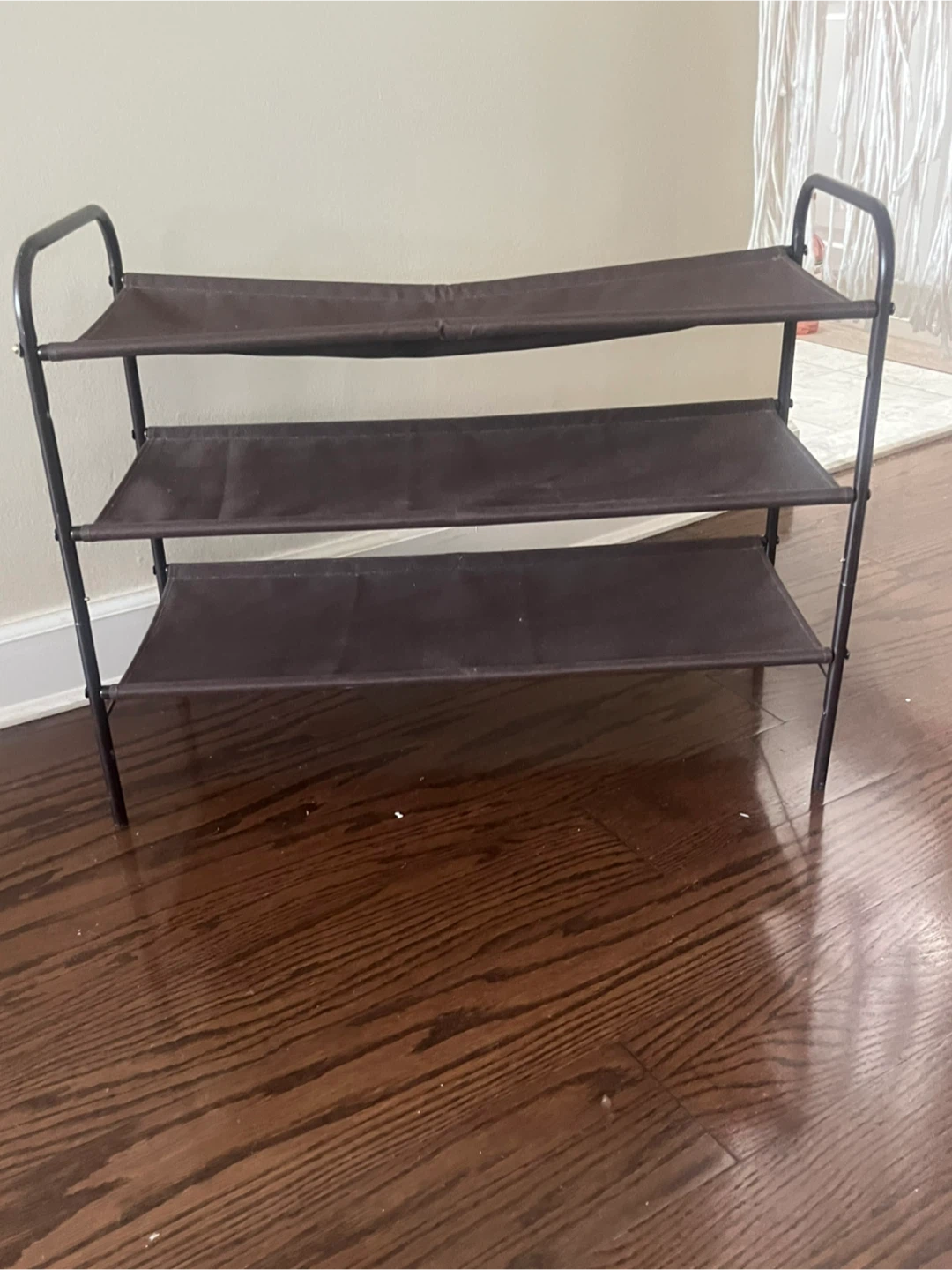 3-Tier Brown Fabric Shoe Rack