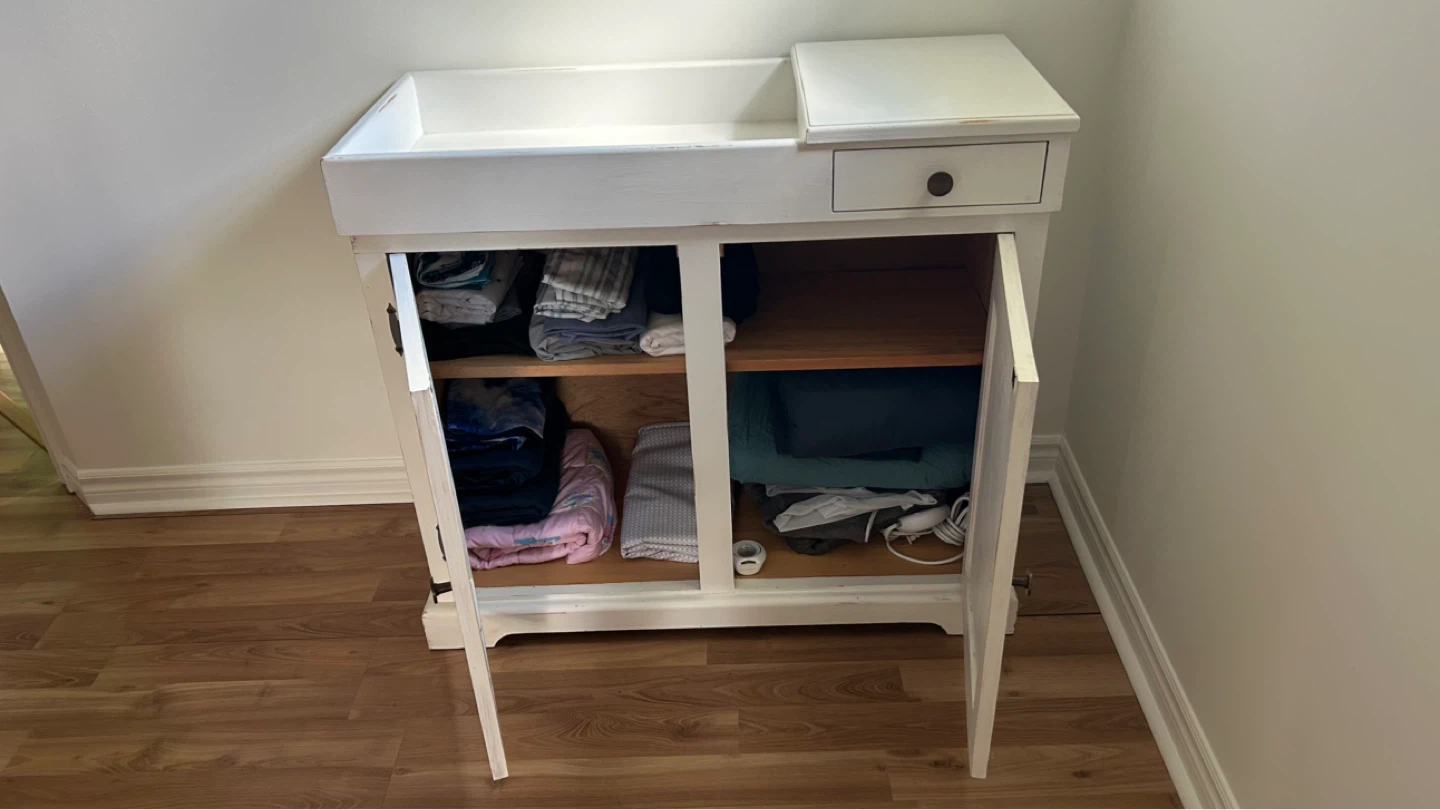 White Wooden Cabinet with Drawer - photo 3