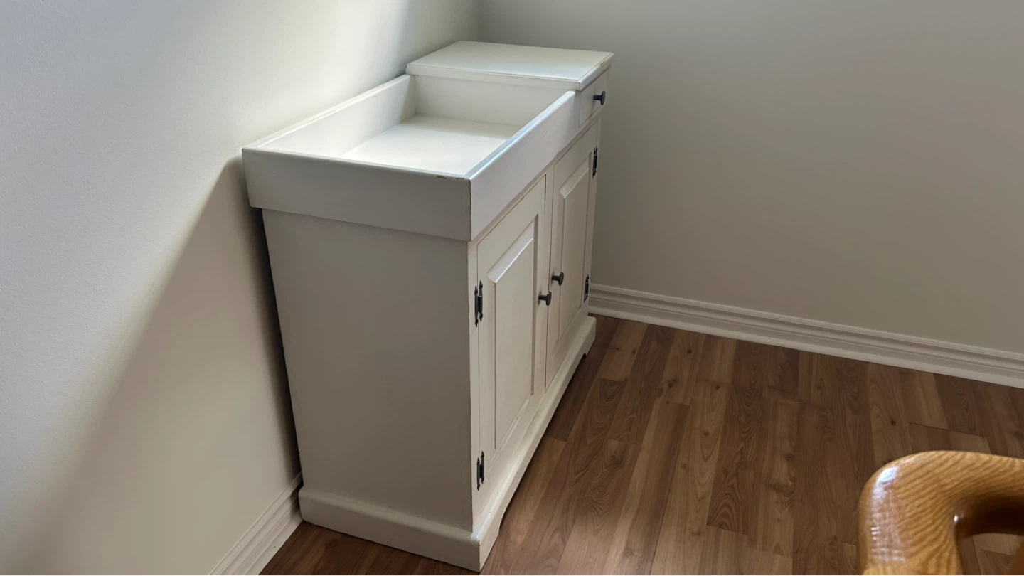 White Wooden Cabinet with Drawer - photo 2