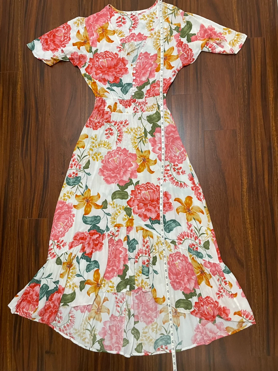 Abel the Label women’s small floral high-low dress, white pink - photo 5