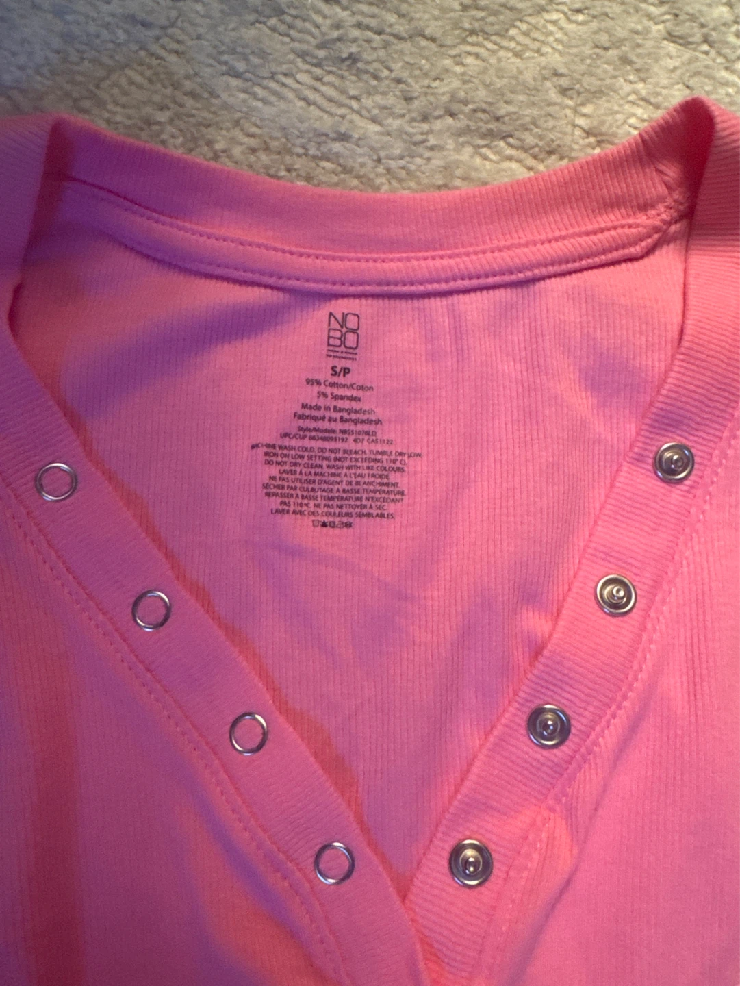 ⚽️ NO BOUNDRIES Pink Ribbed Henley Shirt S/P - photo 2