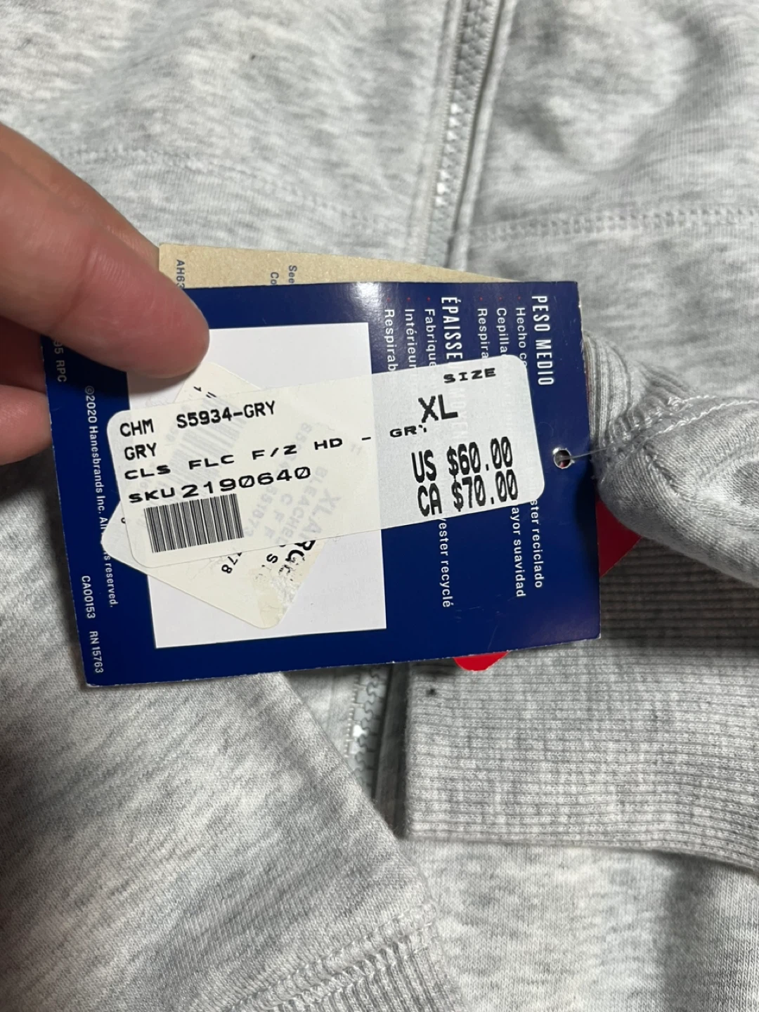 Champion Classic Fleece Zip-Up Hoodie - Grey - XL - photo 5