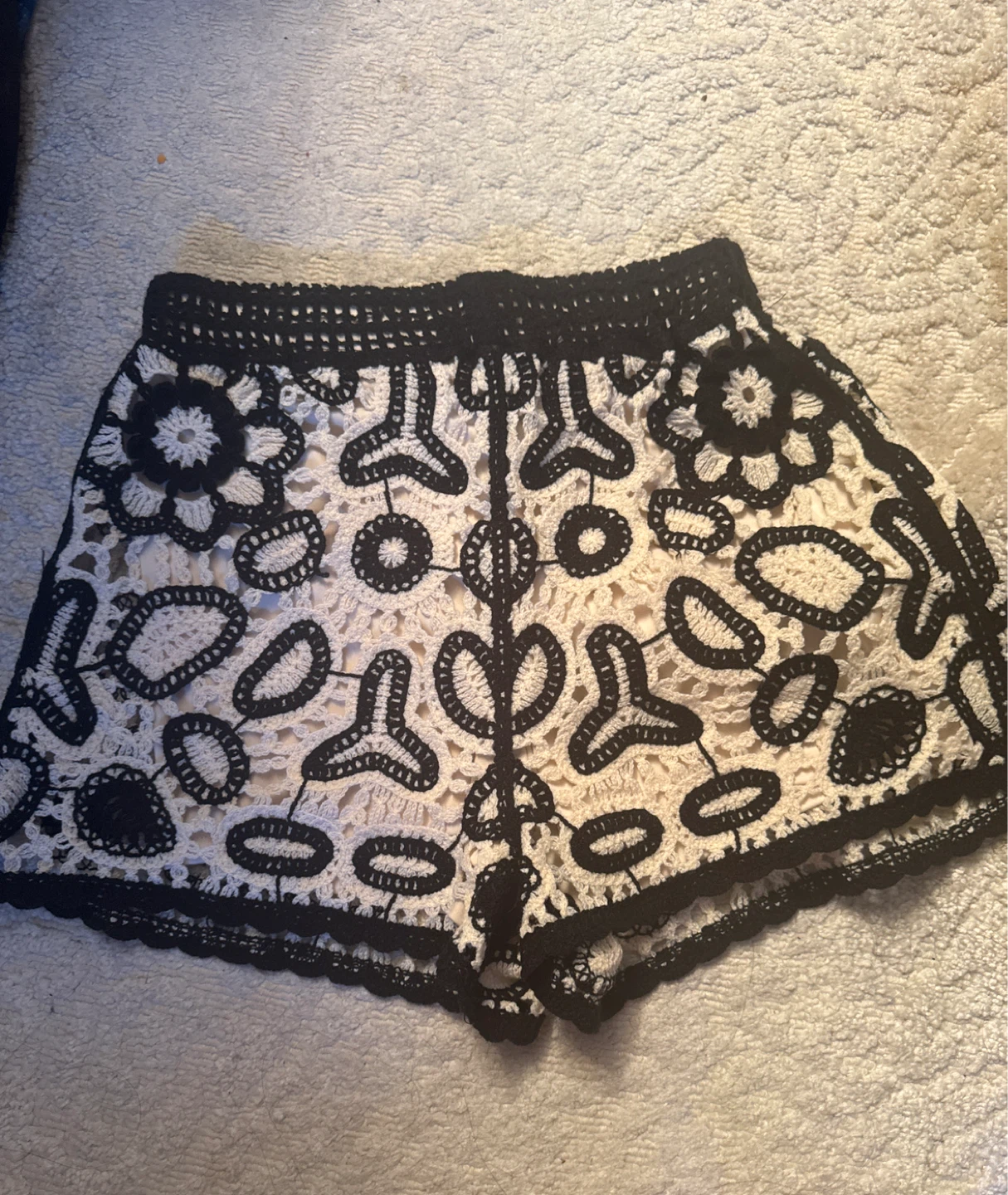 ⚽️ Rebellion Black & White Crochet Shorts