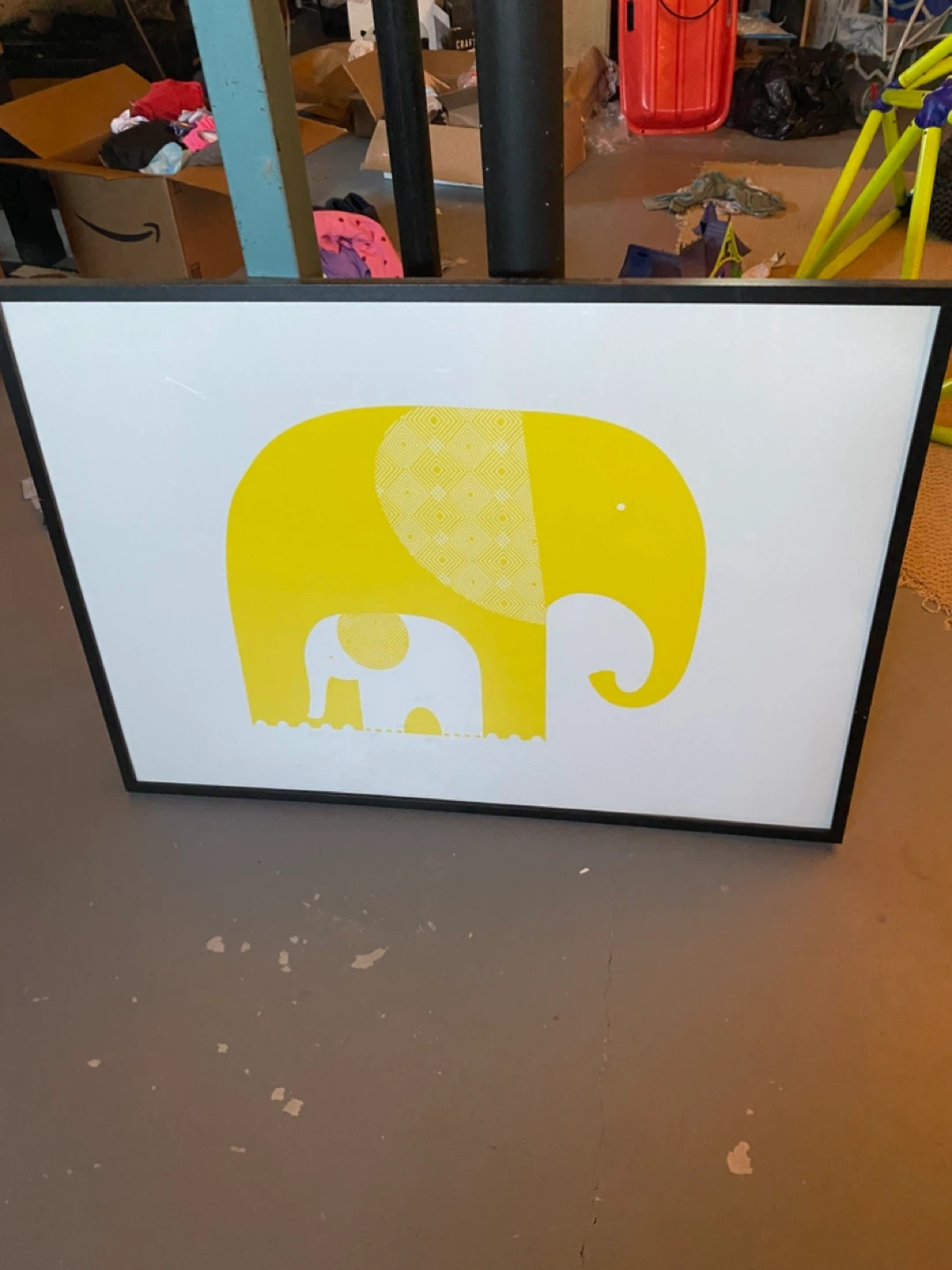 Framed Yellow Elephant Print ⚽️