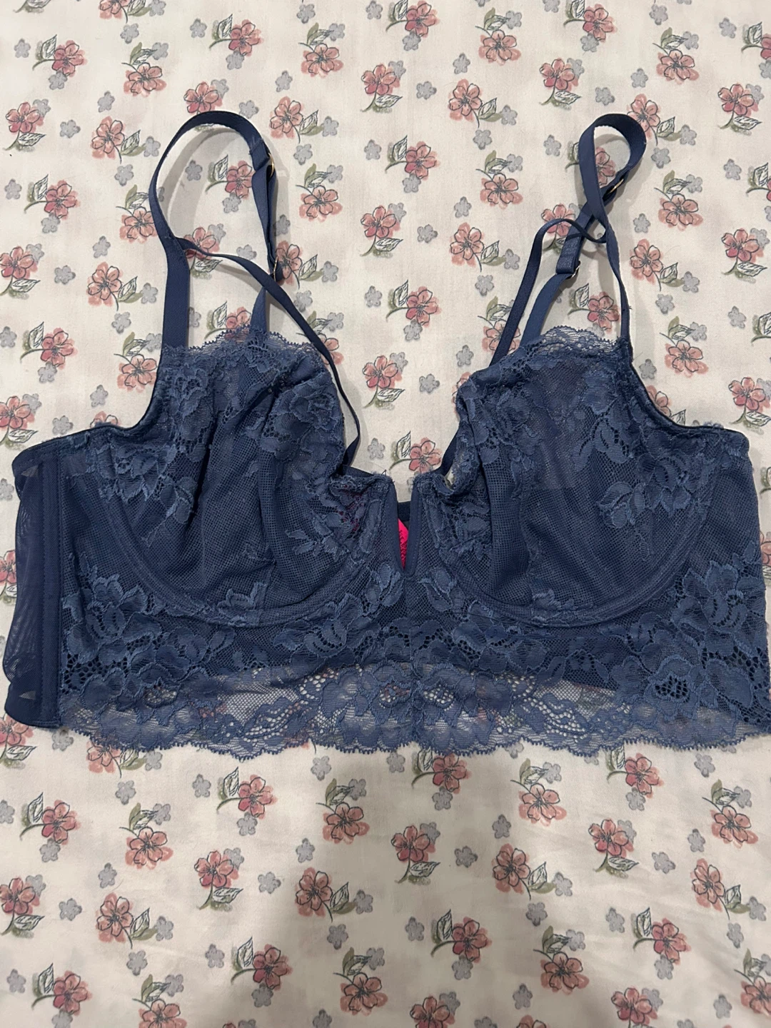 Blue Lace Balconette Bra