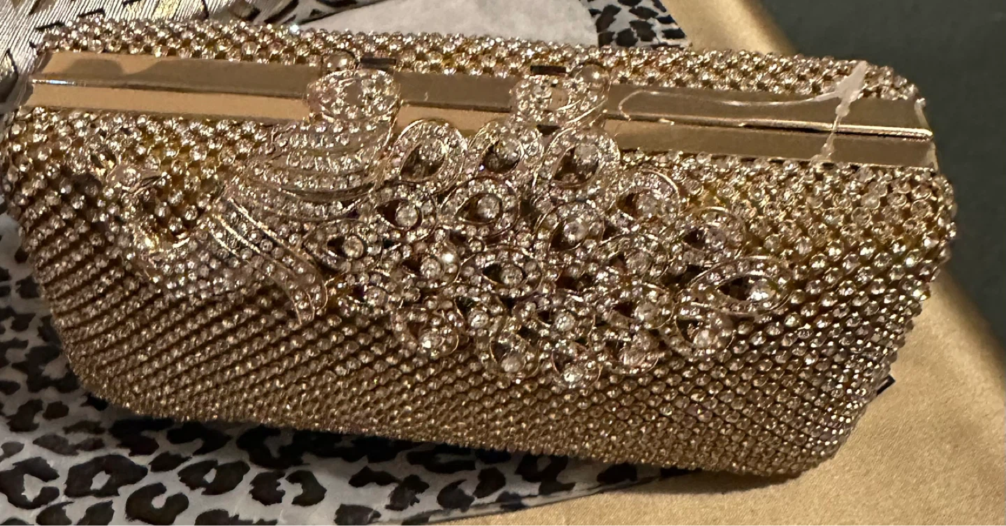 Gold Rhinestone Clutch Evening Bag - photo 2
