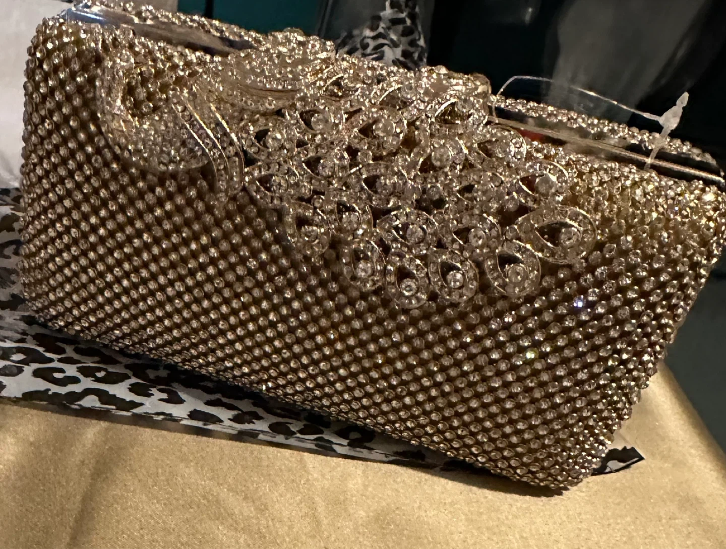 Gold Rhinestone Clutch Evening Bag - photo 3