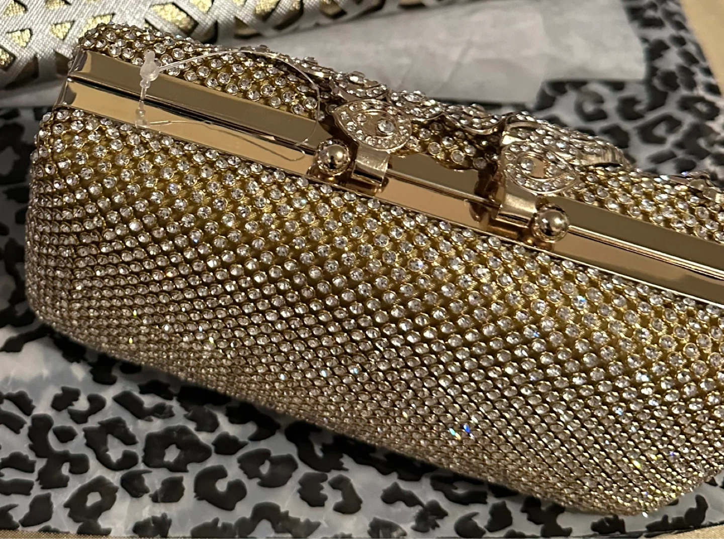 Gold Rhinestone Clutch Evening Bag
