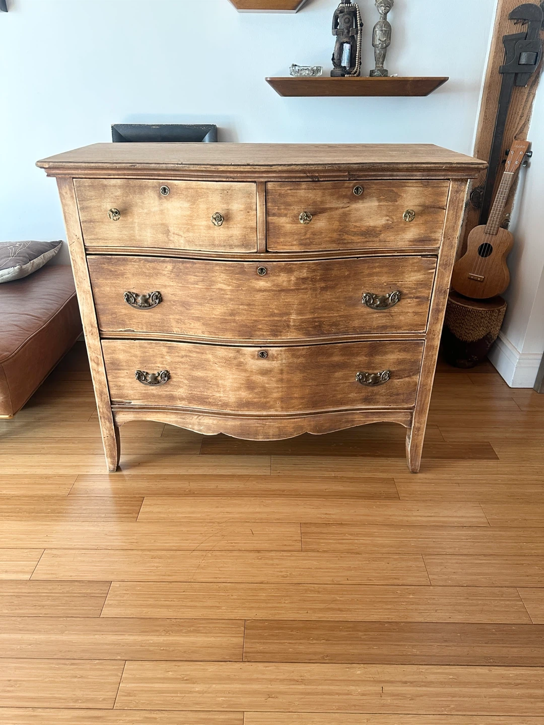 ANTIQUE OAK BOHO CHIC DRESSER VINTAGE ARTS & CRAFT WARDROBE