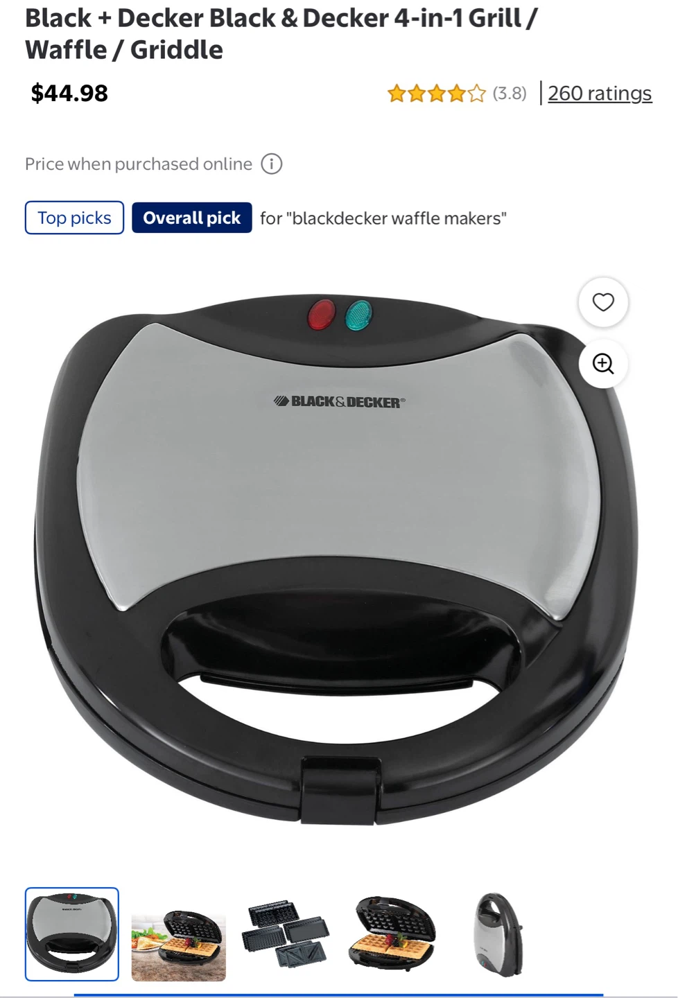 Black & Decker 4-in-1 Grill / Waffle / Griddle