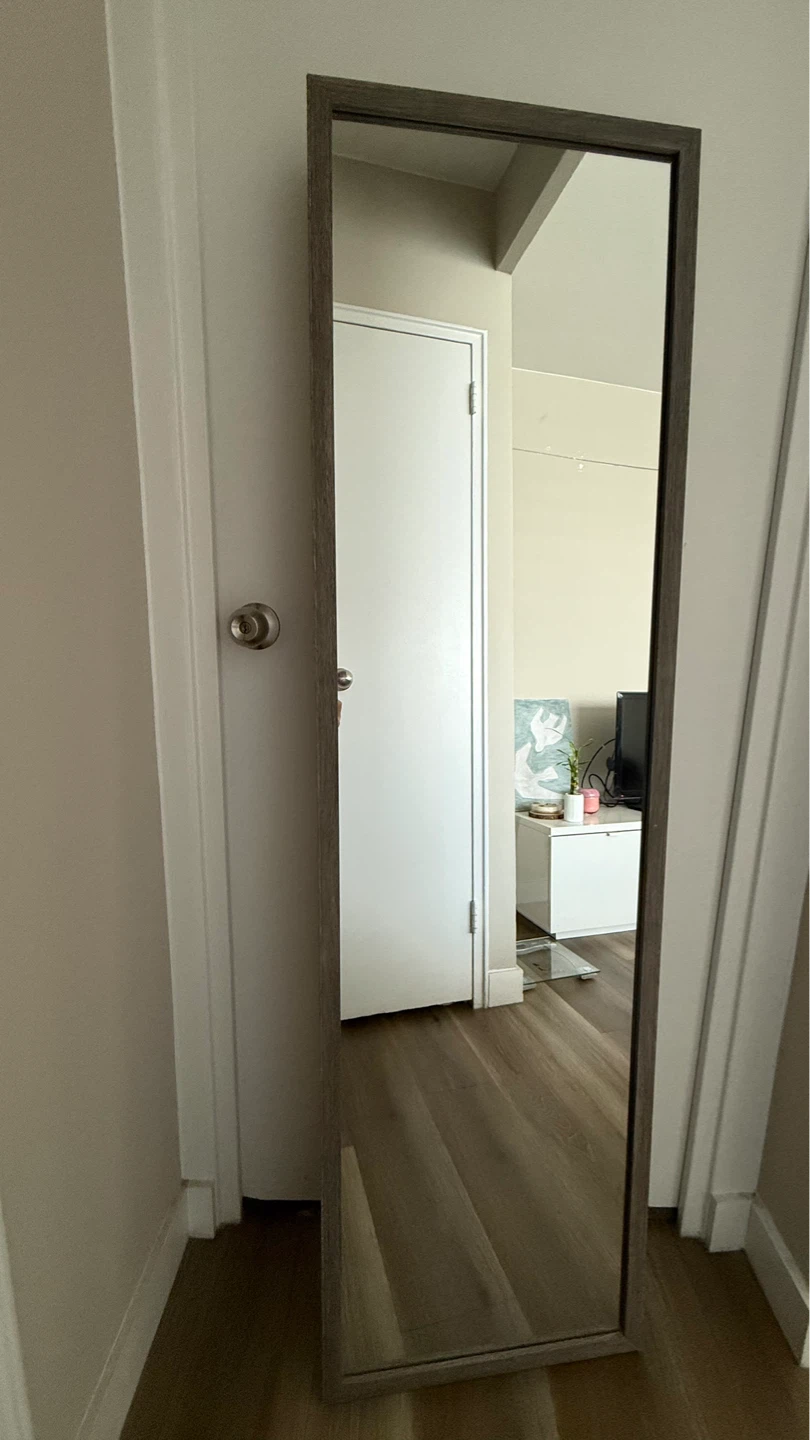 Standing Mirror with Wood-Look Frame