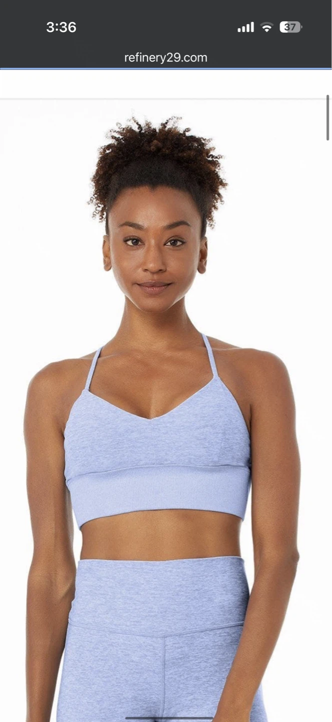 Alo Yoga Alosoft Lavish Heather Blue Sports Bra