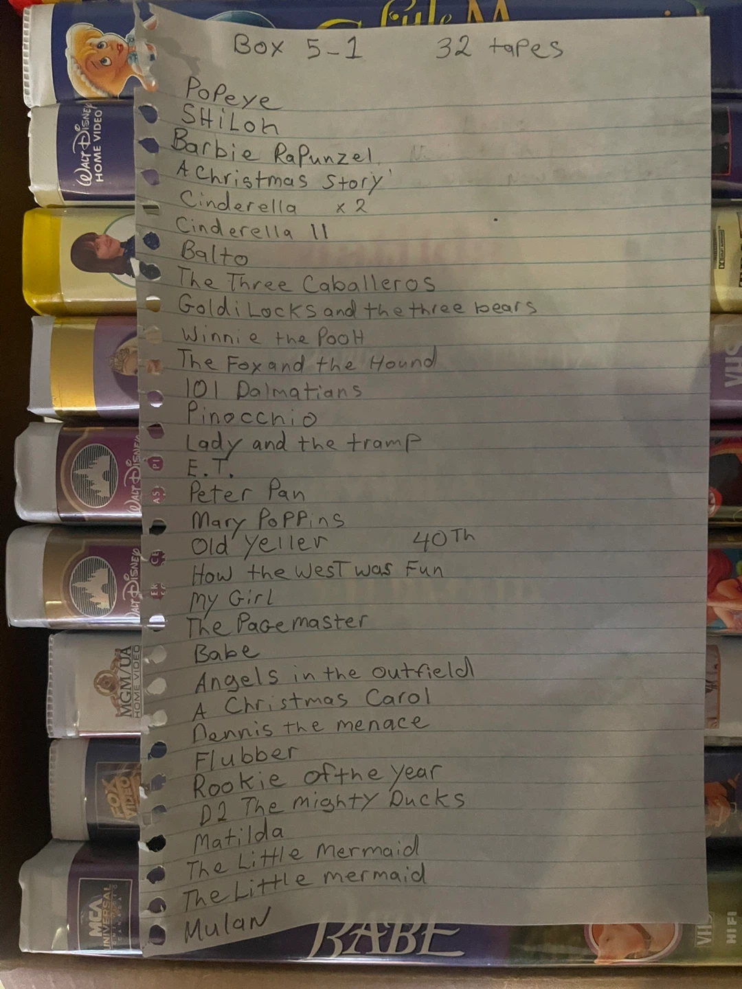 VHS #5-1 Disney movies