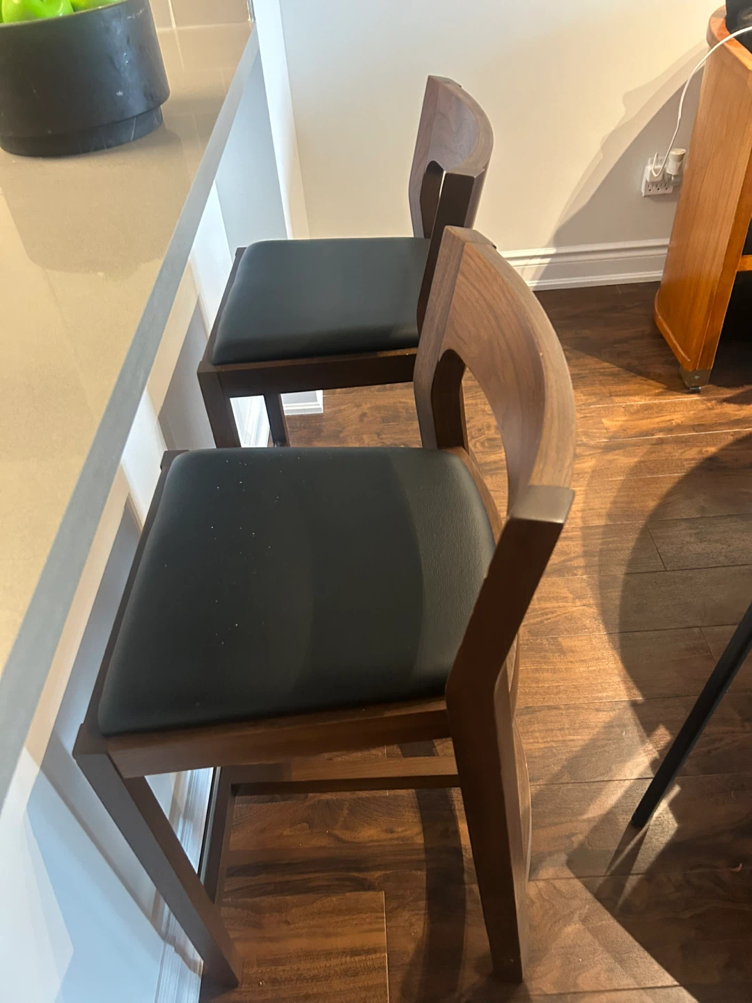 Wooden Bar Stools with Black Upholstered Seats - photo 3