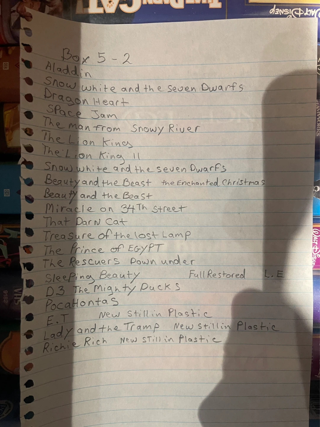VHS box 5-2 Disney movies