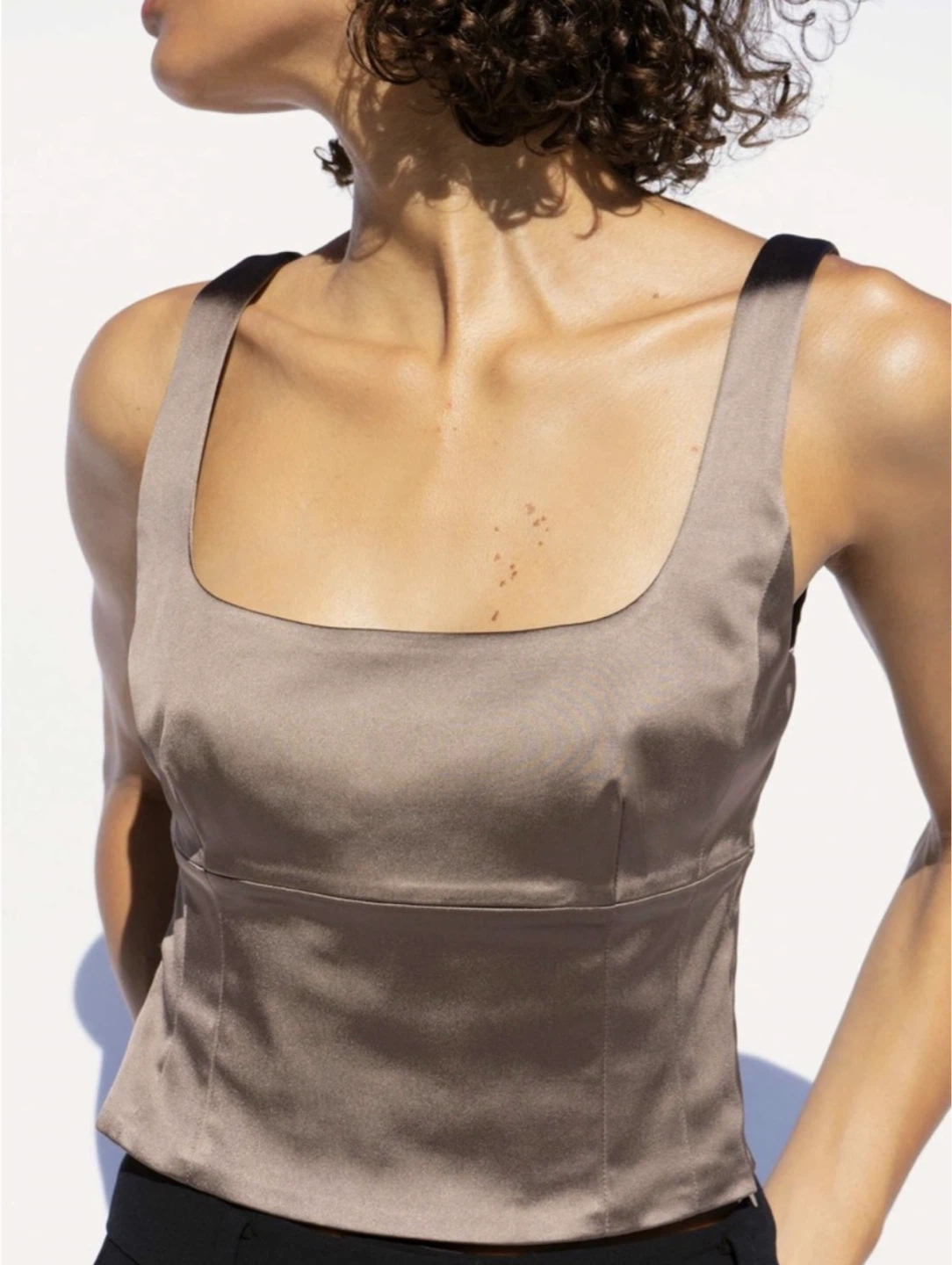 Aritzia Wilfred Bronze Shine Bustier Cropped Top ($88)