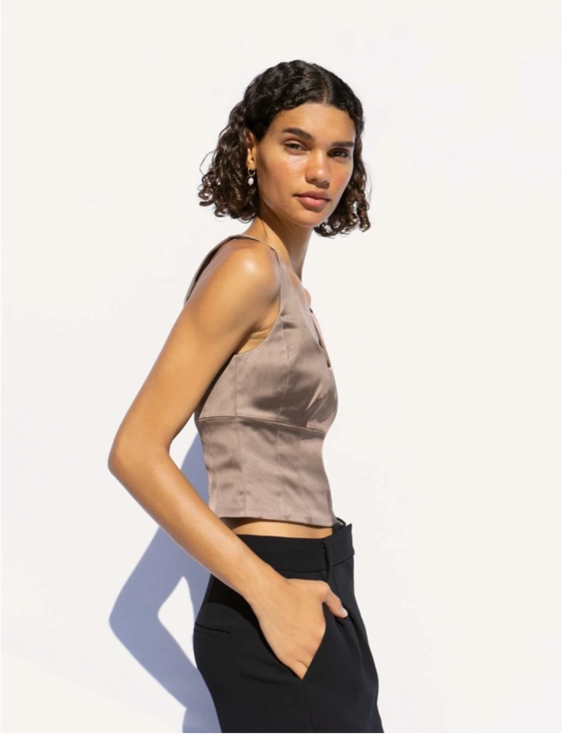 Aritzia Wilfred Bronze Shine Bustier Cropped Top ($88) - photo 3