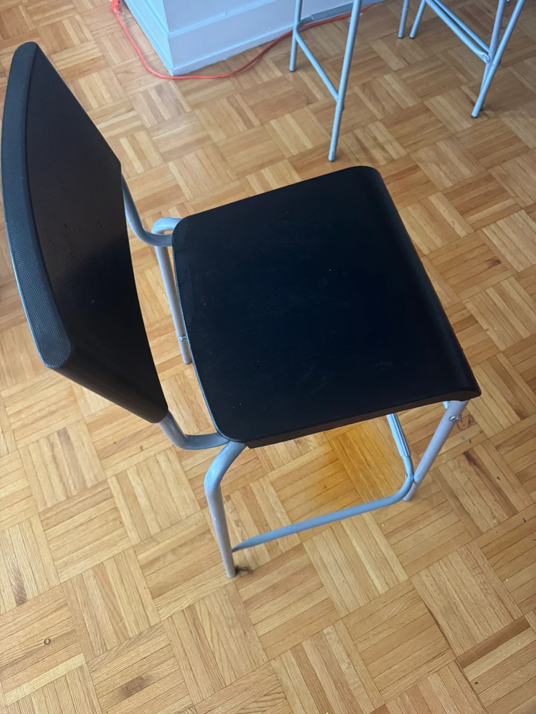 Set of 3 Black and silver stool - photo 2