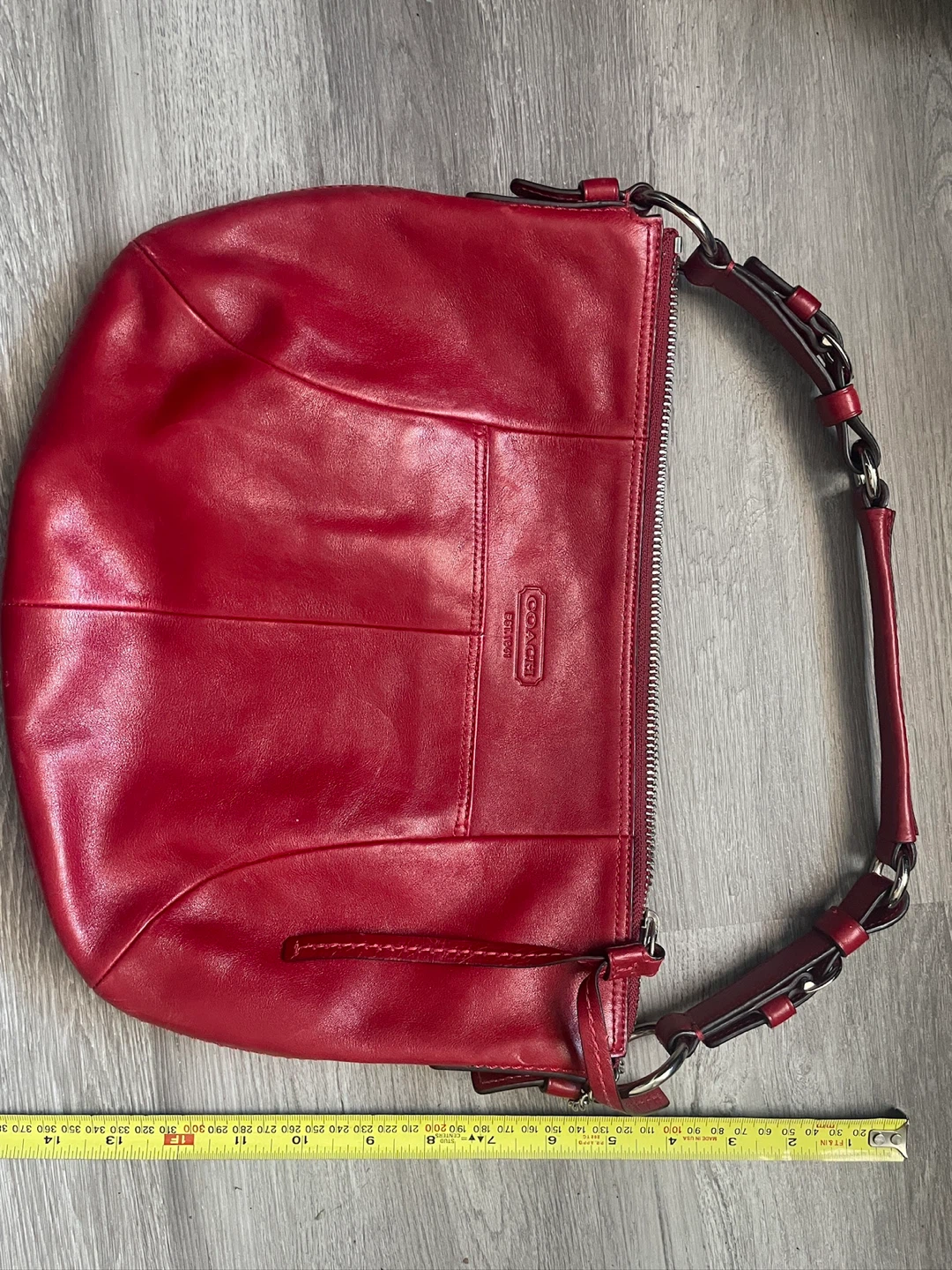 Coach Red Leather Hobo Handbag - photo 3