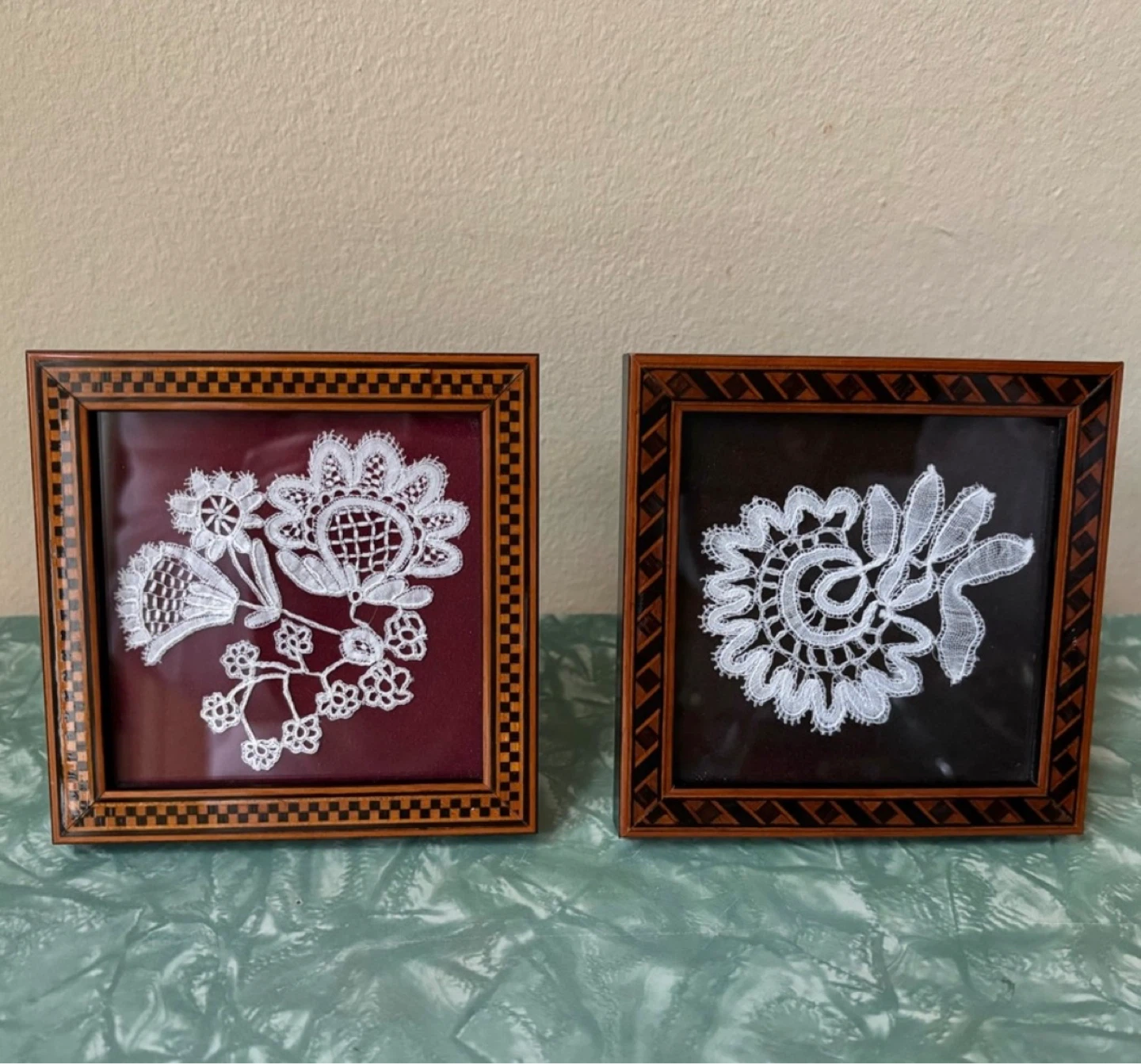 ⚽️Genuine Antique Honiton Lace Framed Art (Set of 2)