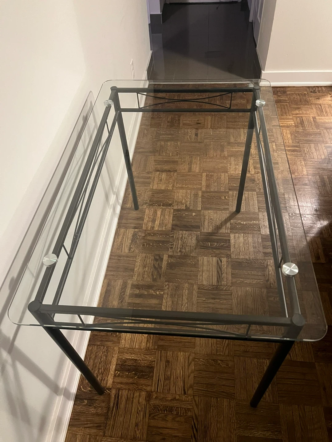 Glass top dining table
