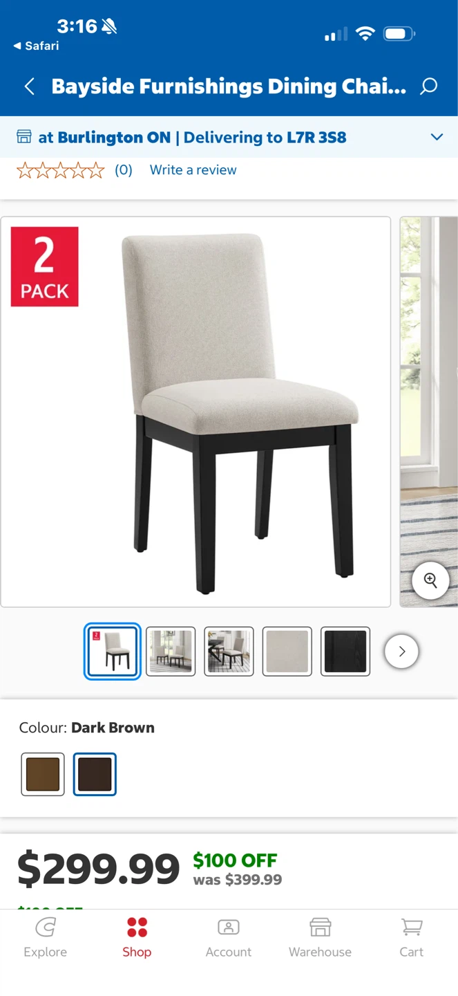 Set of 2 - Bayside Furnishings® Dining Chairs - Beige/Dark Brown