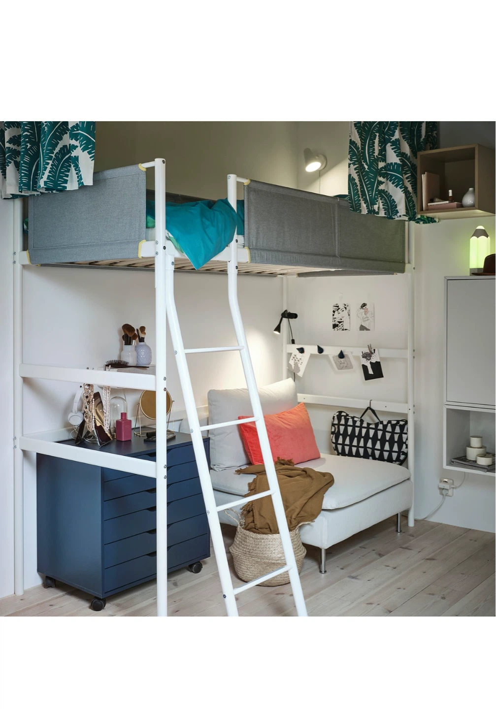 IKEA VITVAL Twin Loft Bed Frame, White/Light Gray - photo 2