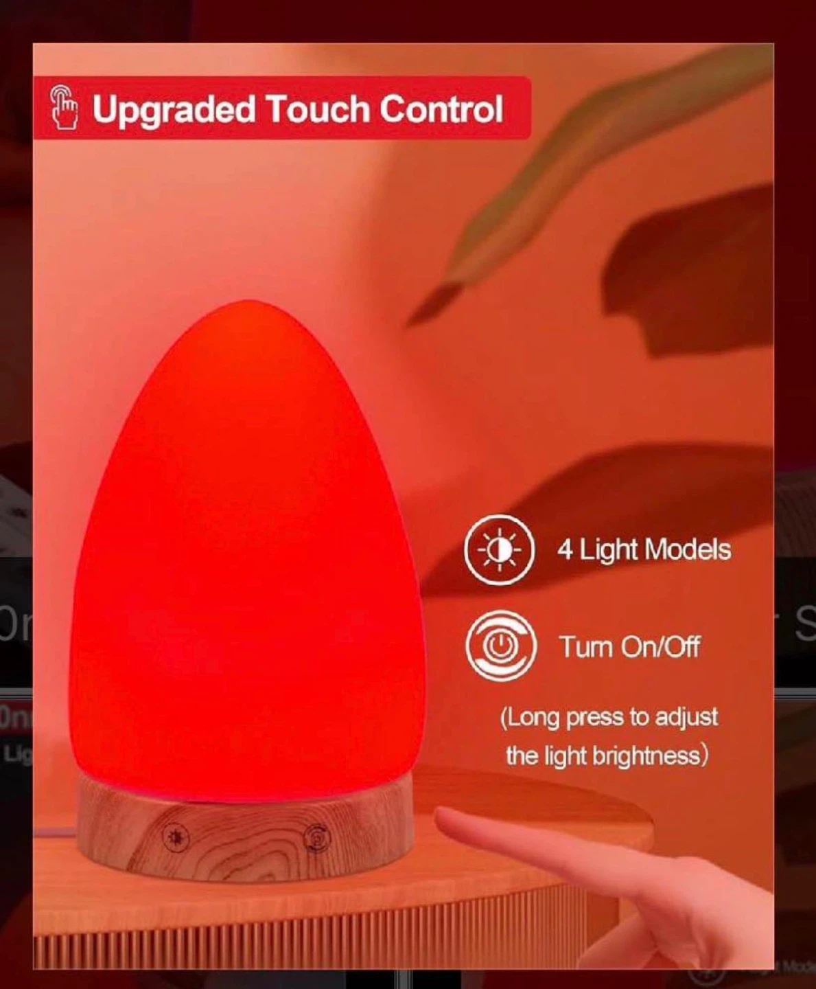 Red Light Bedside Lamp with Remote - photo 2
