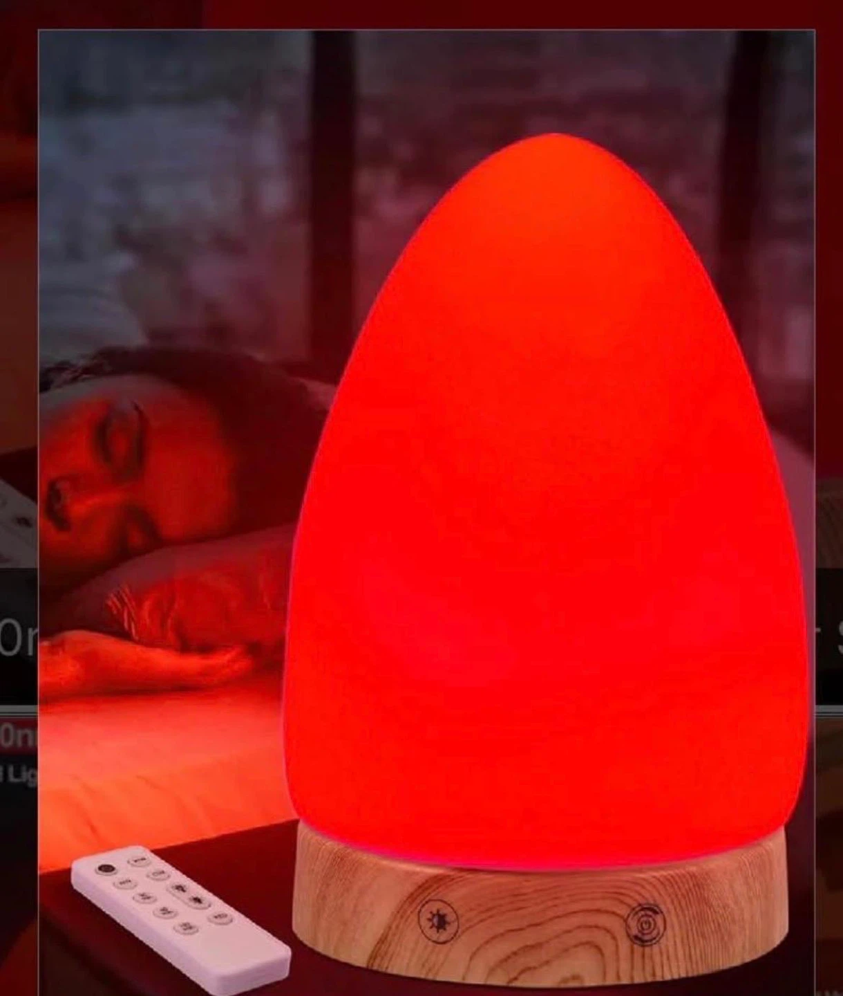 Red Light Bedside Lamp with Remote