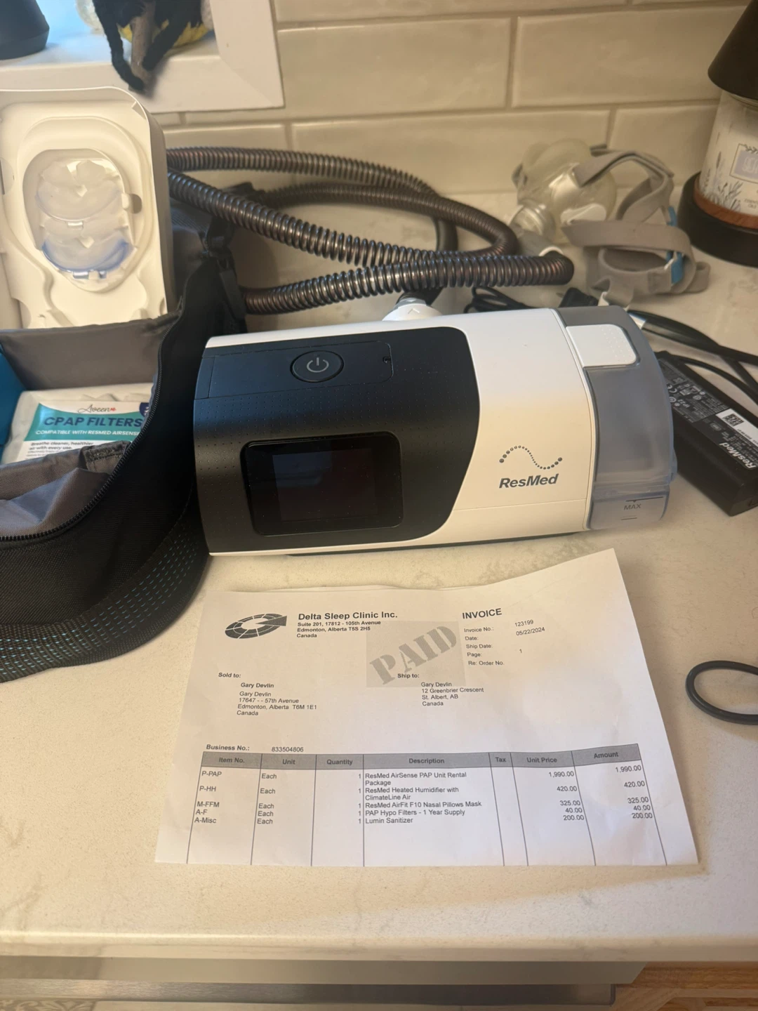ResMed AirSense CPAP Machine with Mask and Tubing