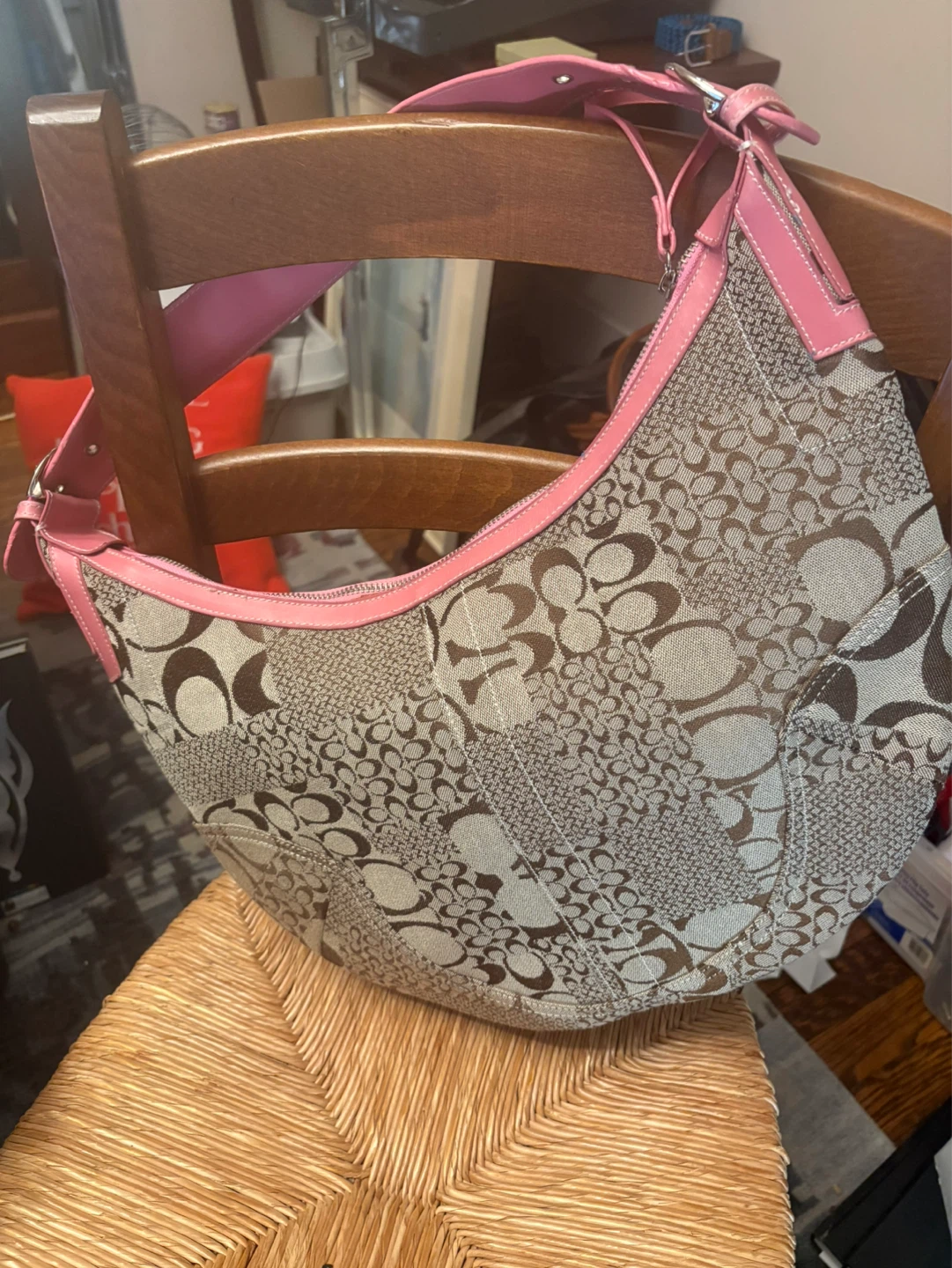⚽️Coach Monogram Hobo Bag Pink Trim - photo 2