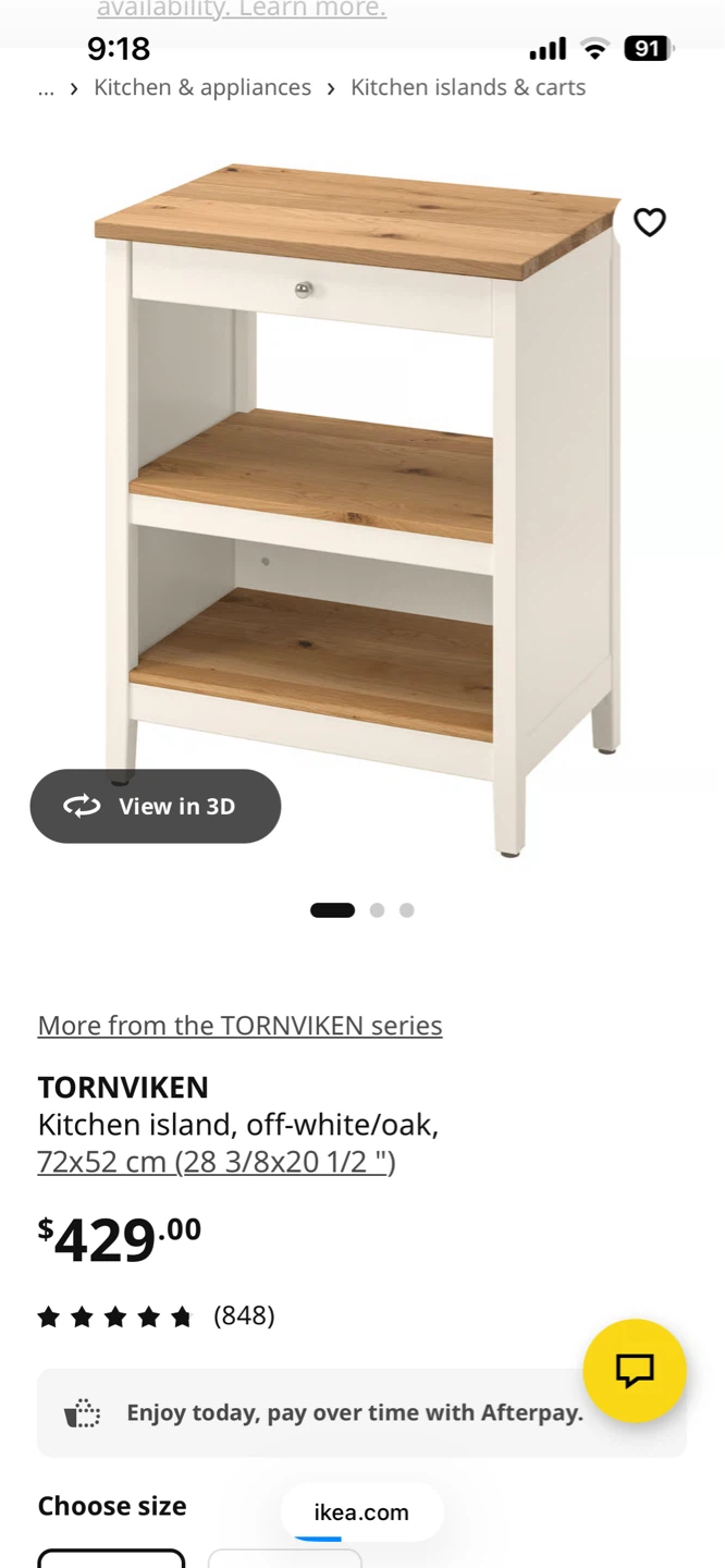 IKEA Tornviken Kitchen Island Cart
