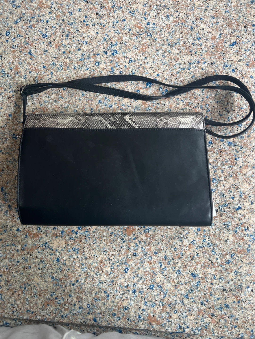 ⚽ DAVID JONES Black & Snake Print Clutch Shoulder Bag - photo 4