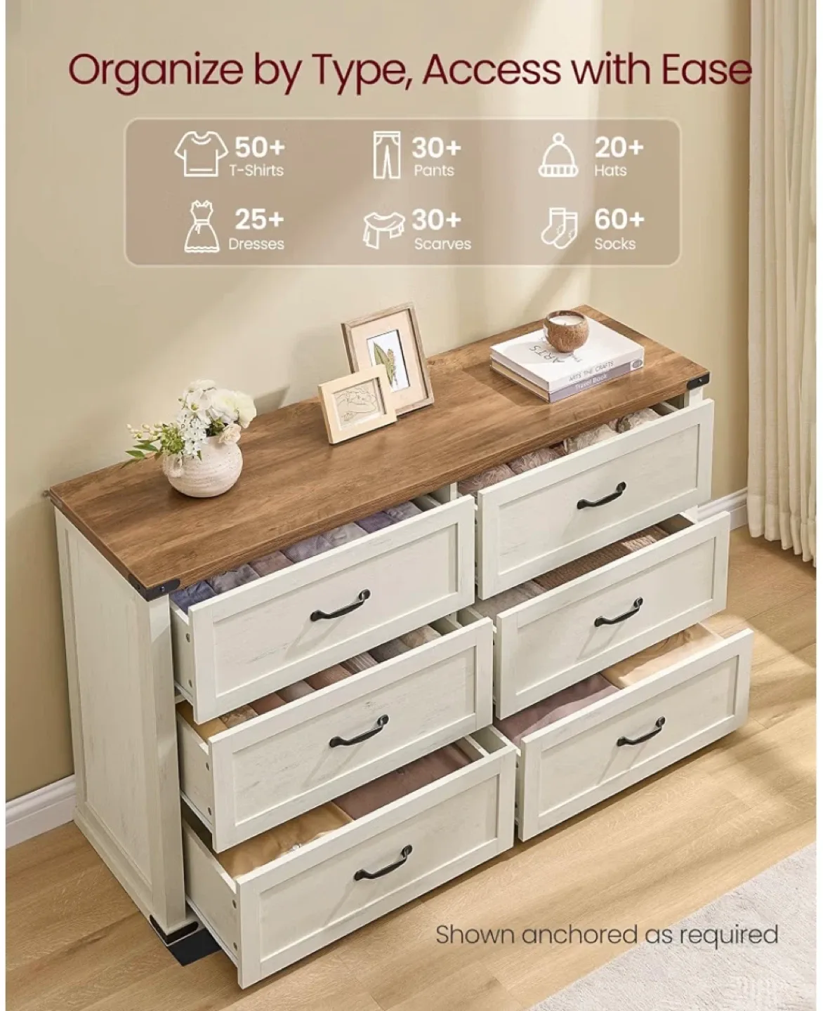 Brand new- VASAGLE 6-Drawer Dresser- delivery available - photo 4