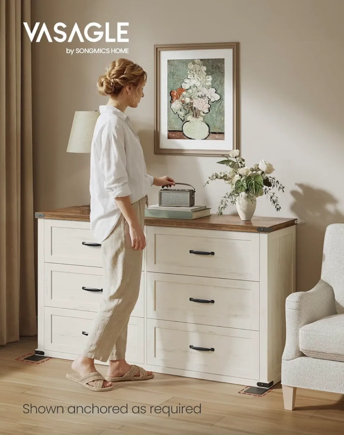 Brand new- VASAGLE 6-Drawer Dresser- delivery available - photo 3