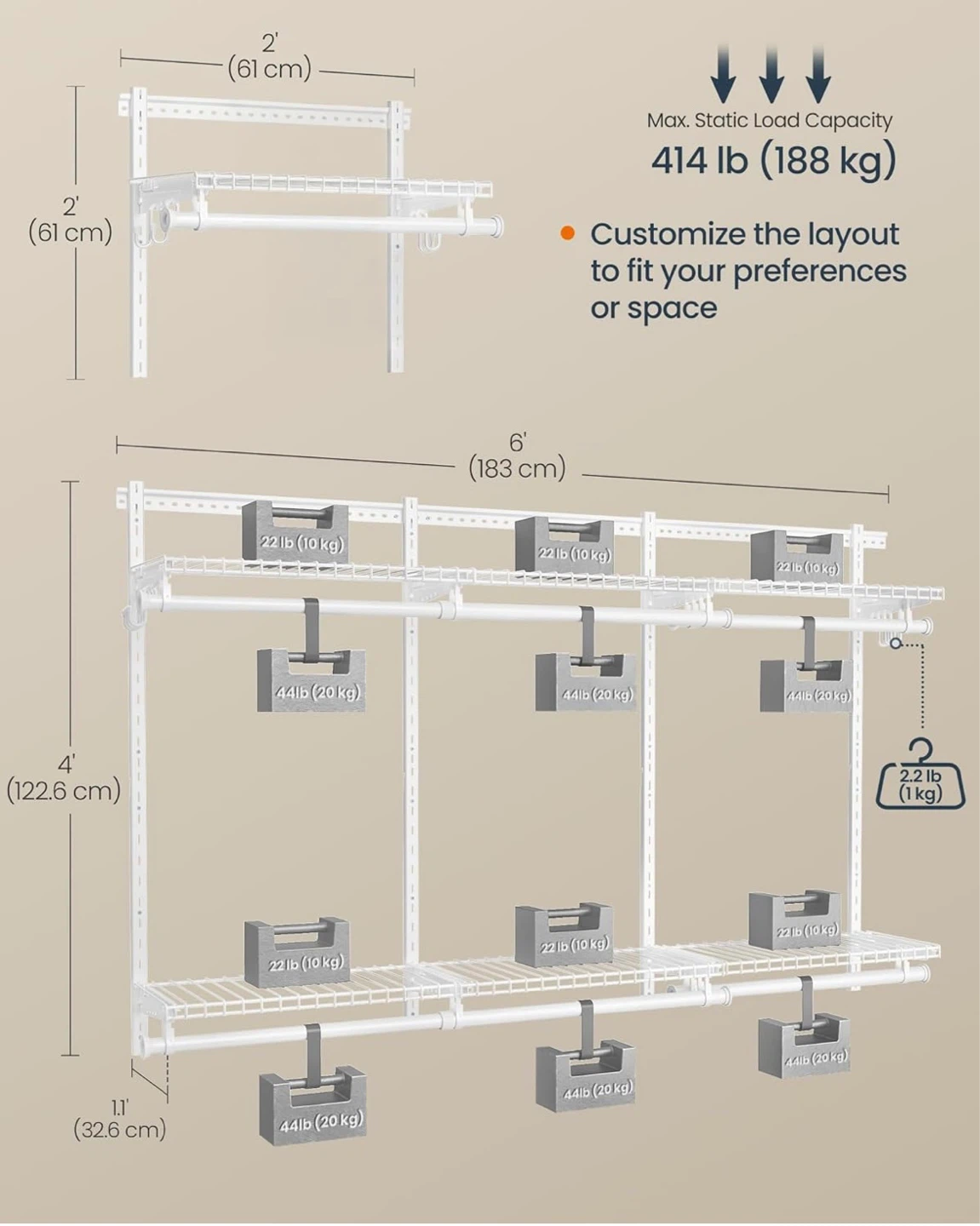 Brand new SONGMICS HOME Closet Organizer System - photo 3