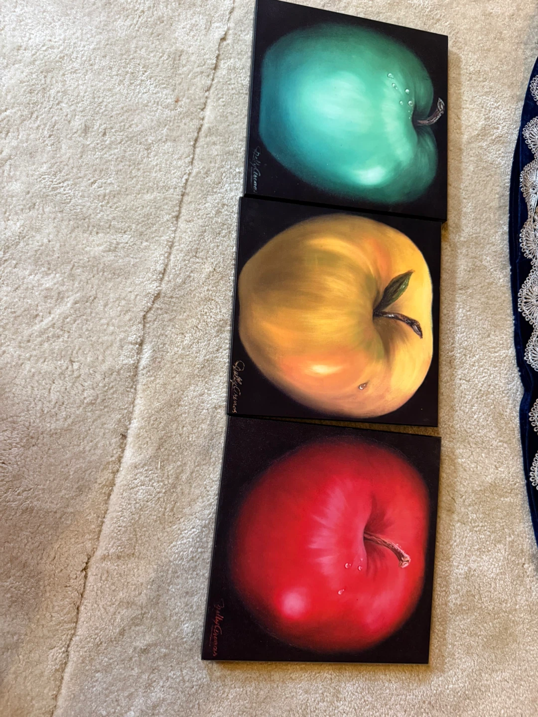 Set of 3 Apple Paintings - photo 2
