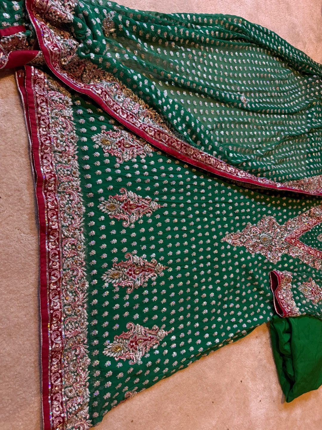 Green Embroidered Indian Suit with Dupatta