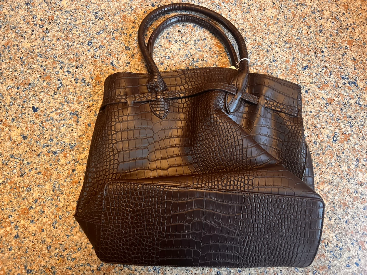 Brown Crocodile Embossed Tote Bag ⚽ - photo 2