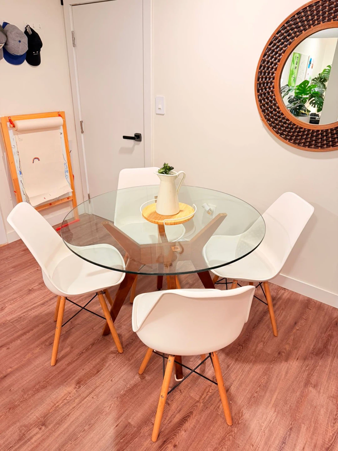 Glass Top Dining Table with 4 White Chairs - photo 4