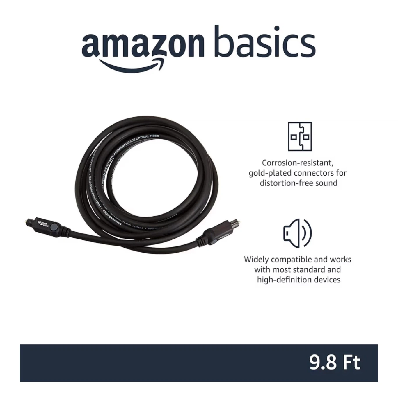 Amazon Basics Toslink Optical Audio Cable - 9.8 Ft - photo 2