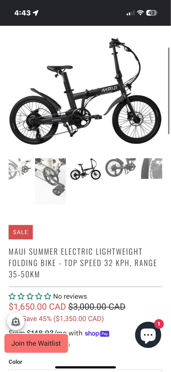 Maui Summer Electric Folding Bike – Like New - photo 5