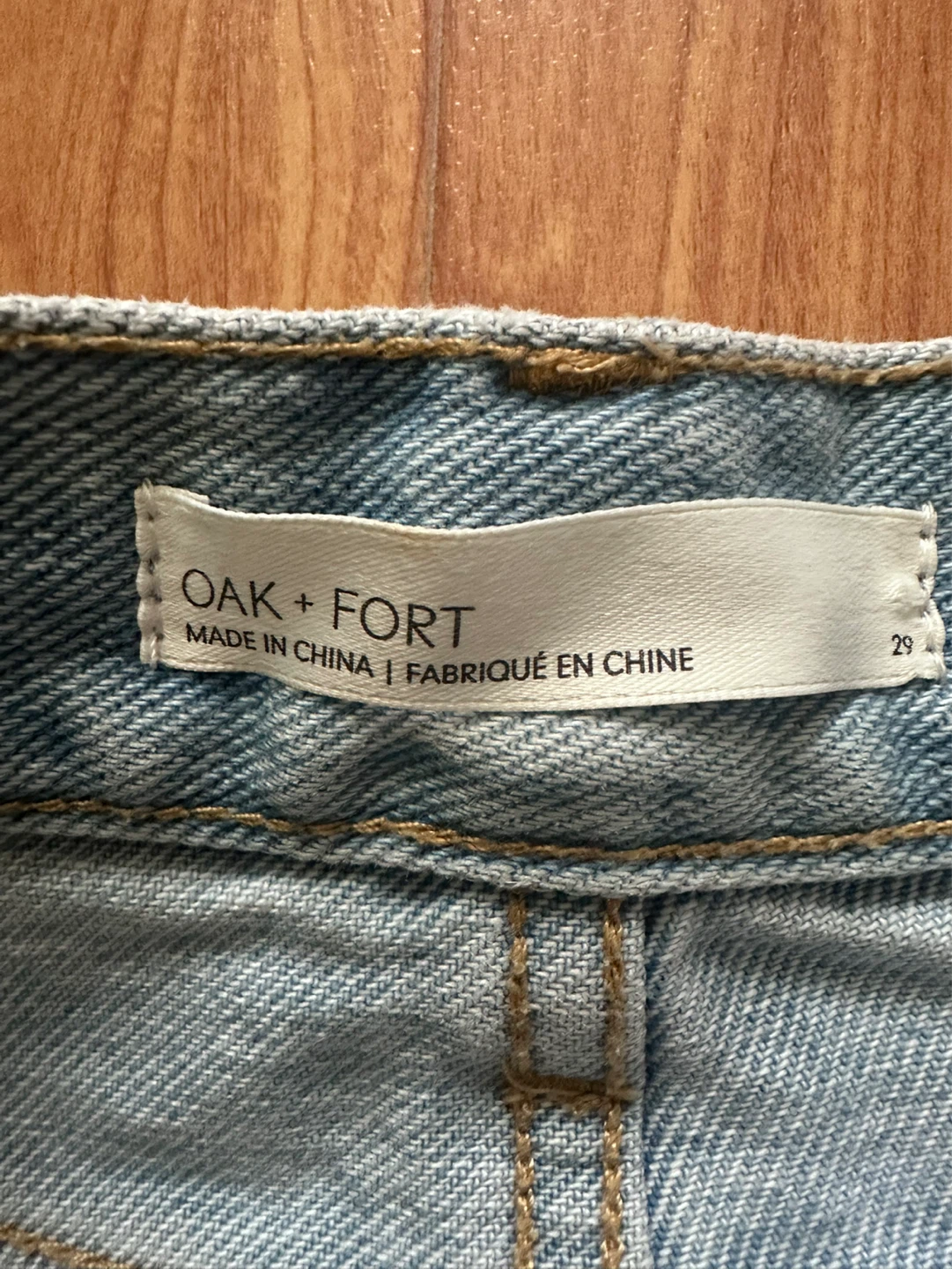 Oak + Fort Light Wash Distressed Jeans - photo 2