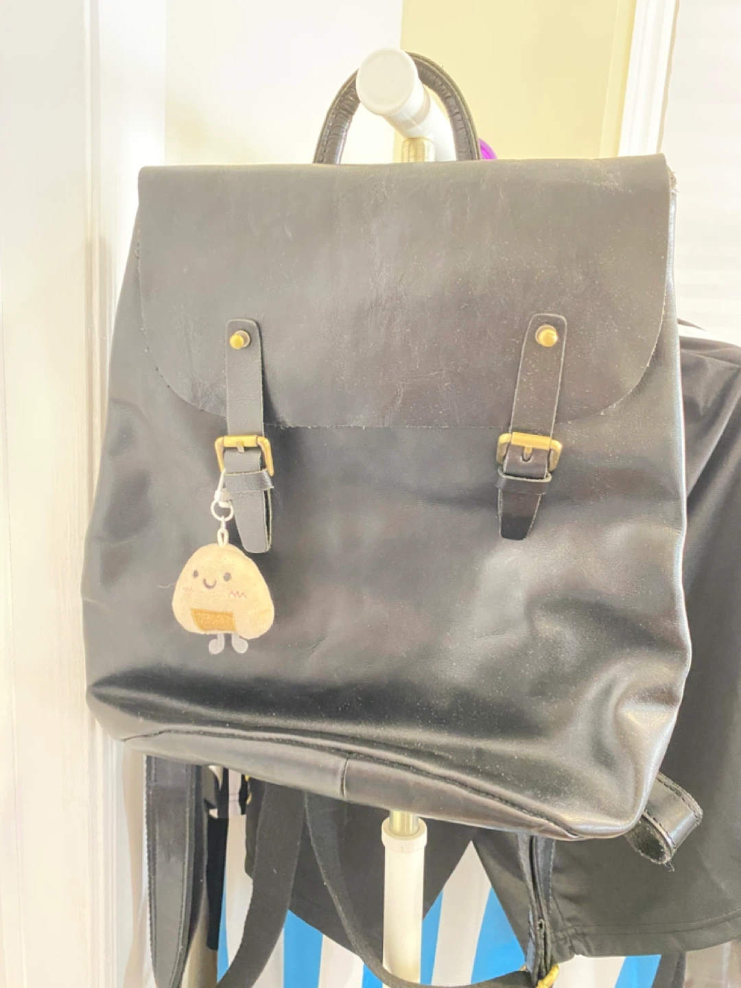❗️MUST GO BY 6/22❗️ Black Faux Leather Backpack with Cute Charm