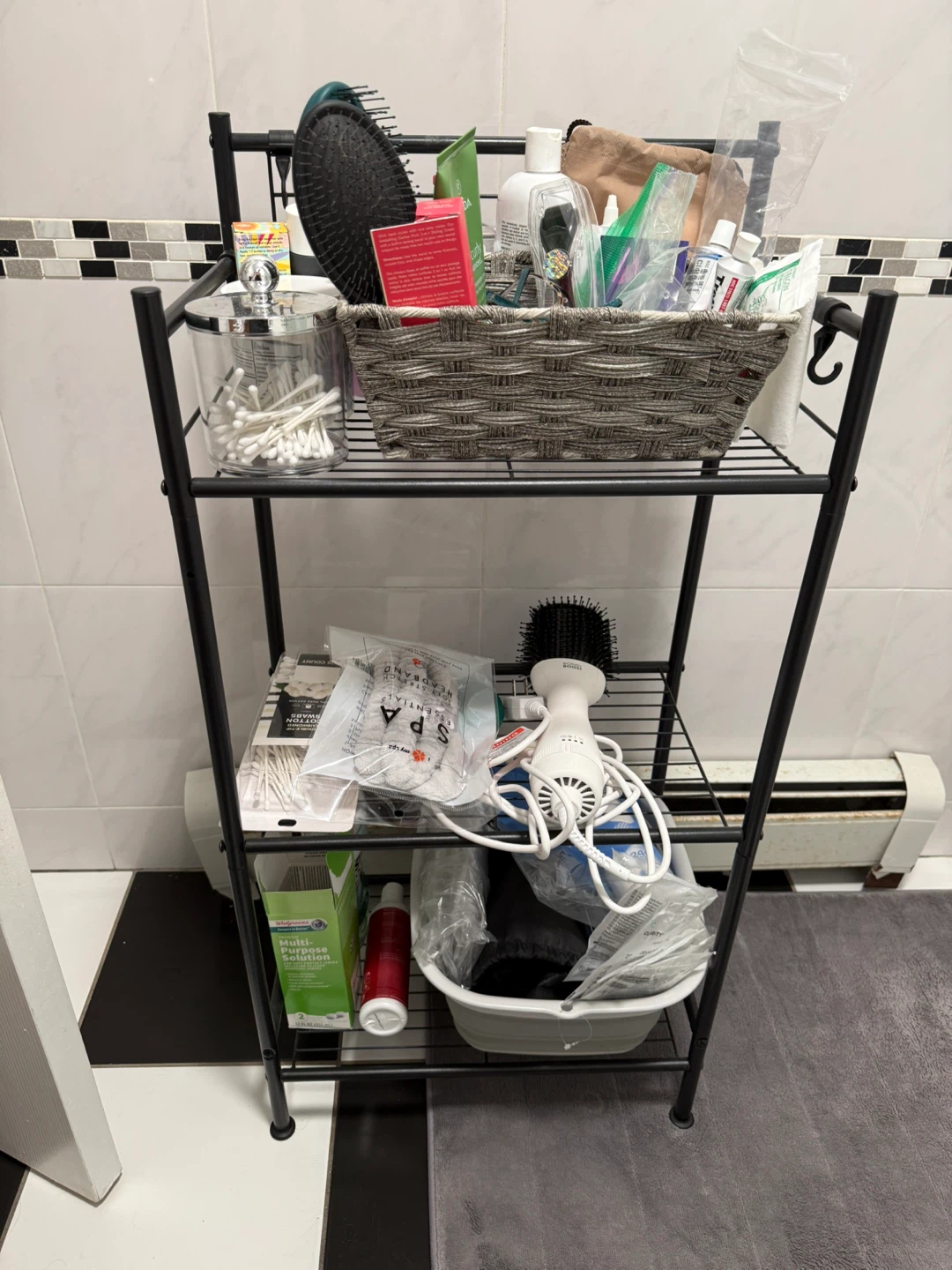 Bathroom Storage Shelf with Assorted Items