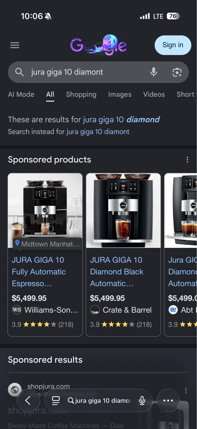 JURA GIGA 10 Diamond Black Automatic Espresso Machine - photo 4